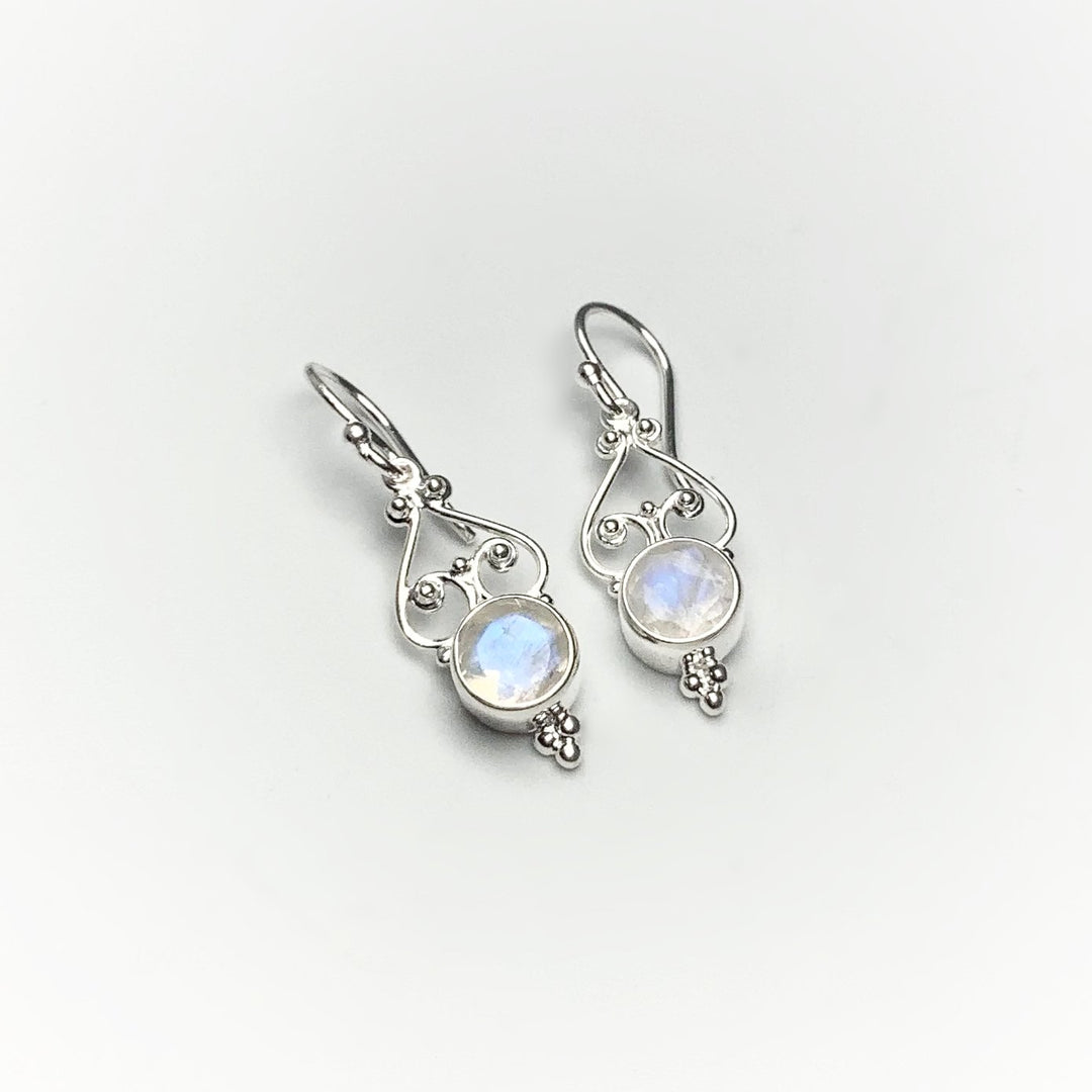 Rainbow Moonstone Dangle Earrings