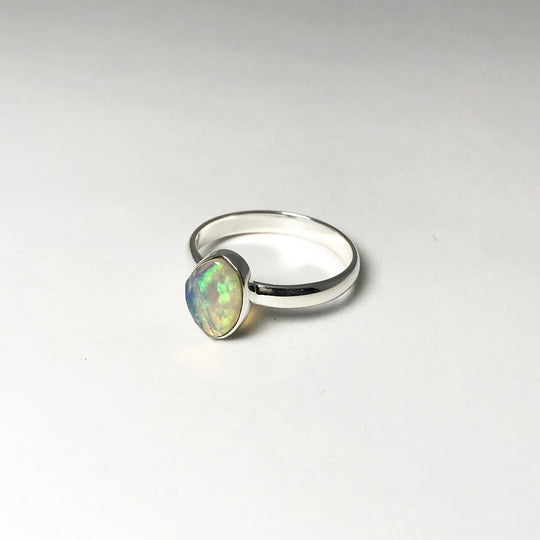 Faceted Ethiopian Fire Opal Ring