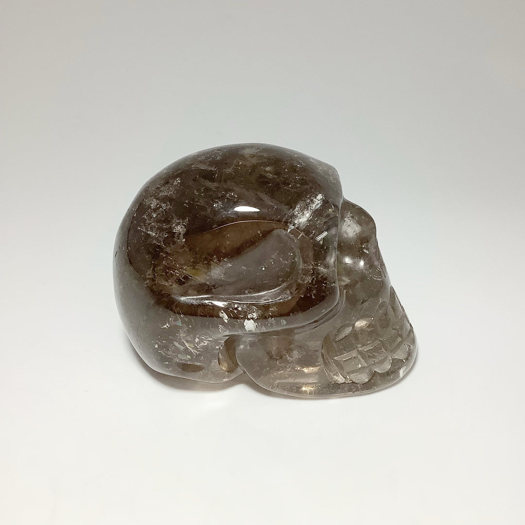 Carved Smoky Quartz Crystal Skull