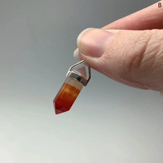 Banded Carnelian Agate Double Terminated Point Pendant