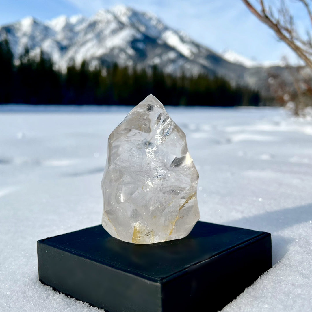 Carved Quartz with Hematoid Inclusions Flame