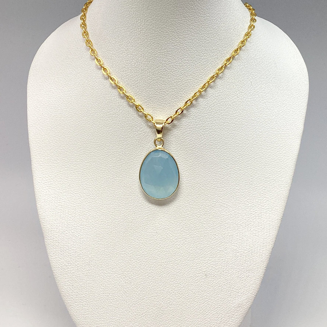 Aquamarine Gold Finish Pendant