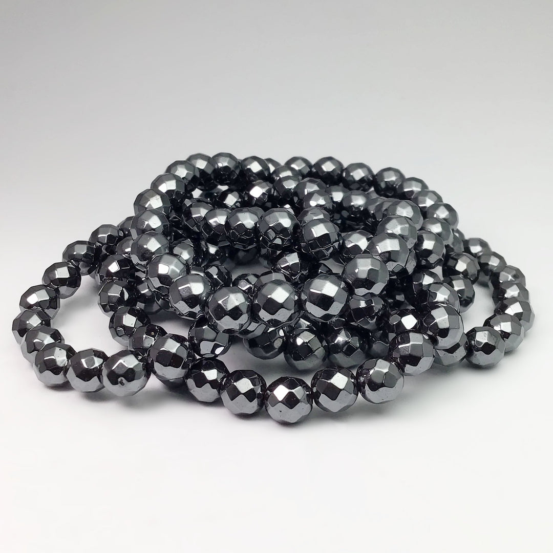 Hematite Faceted Beaded Bracelet