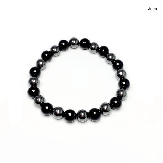 Black Onyx and Hematite Beaded Bracelet