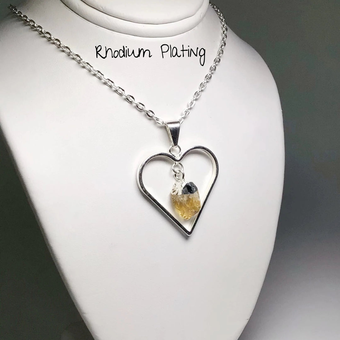 Heart Necklace with Citrine