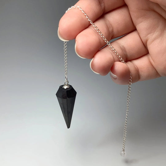 Shungite Pendulum with Quartz Bead