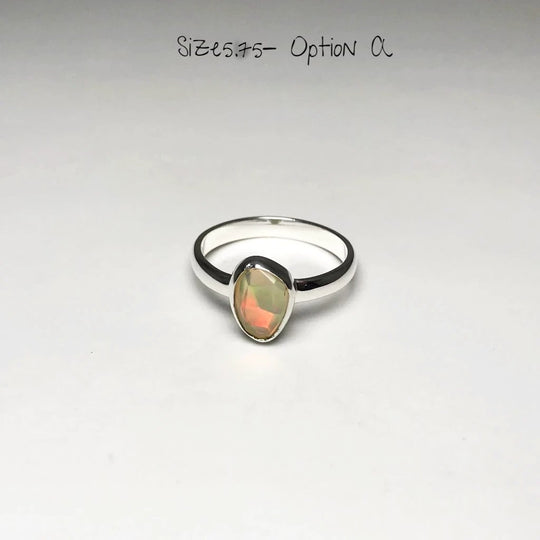 Freeform Faceted Ethiopian Fire Opal Ring