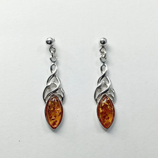 Cognac Amber Stud Earrings