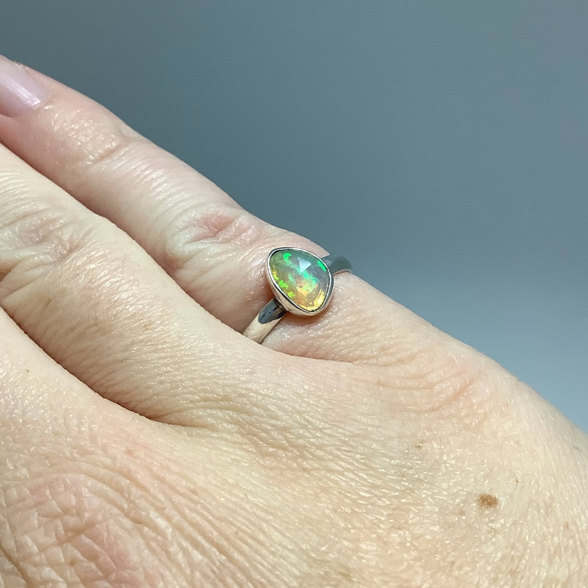 Faceted Ethiopian Fire Opal Ring