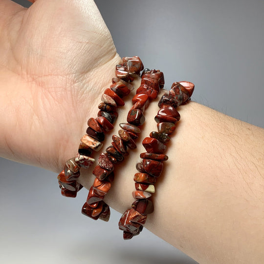 Red Brecciated Jasper Chip Beaded Bracelet