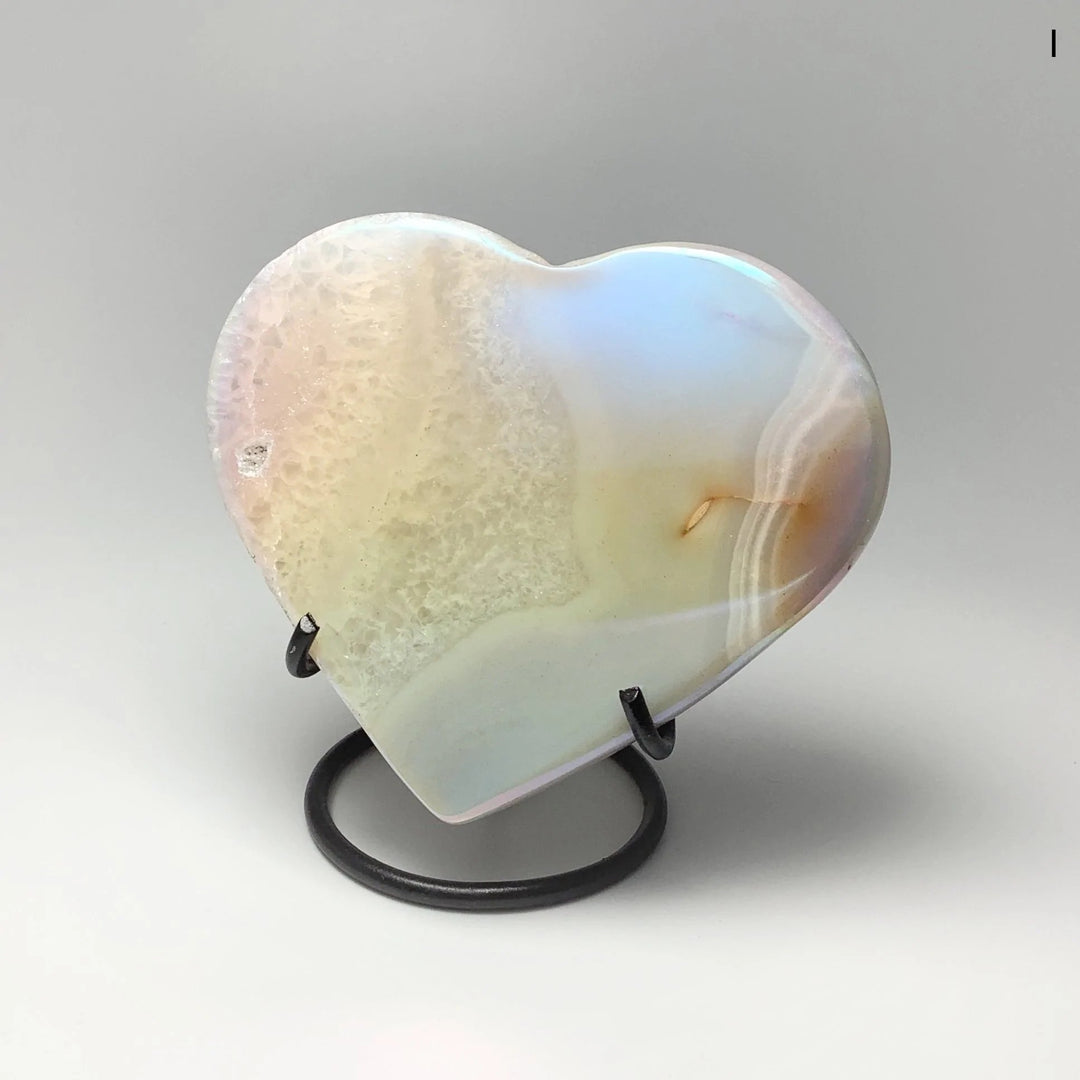 Rainbow Agate Heart on Stand at $85 Each