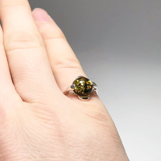 Green Amber Ring