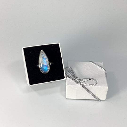 Rainbow Moonstone Ring - Size 8