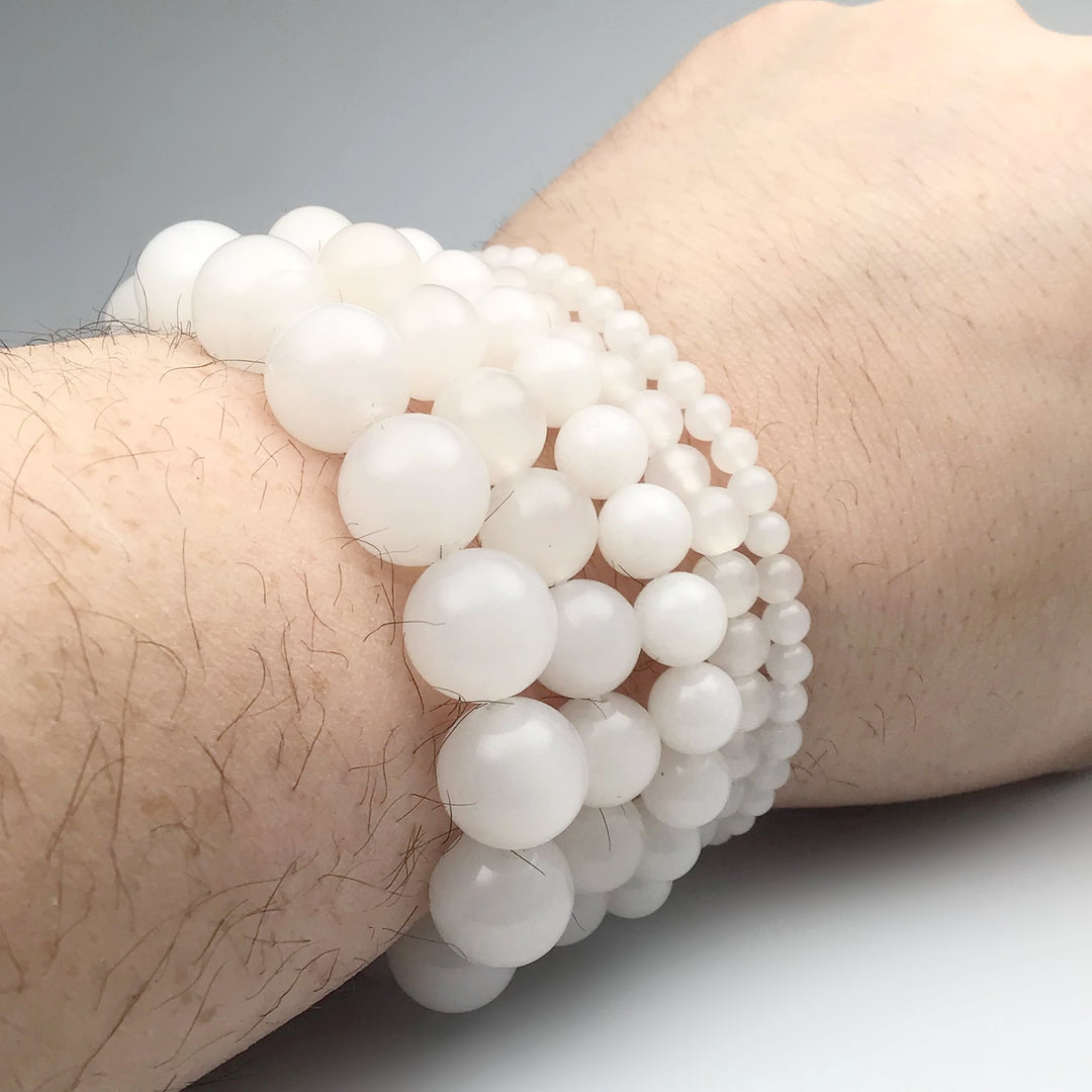 Milky Jade Beaded Bracelet