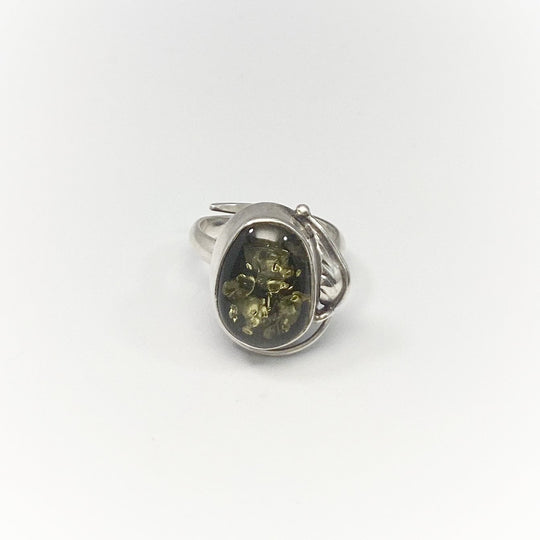 Green Amber Ring