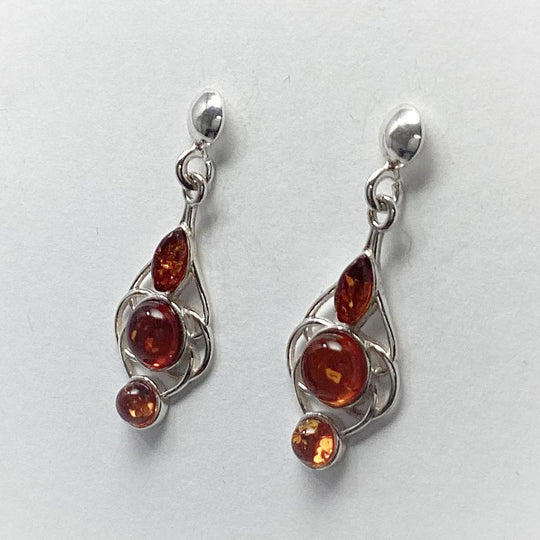 Cognac Amber Stud Earrings