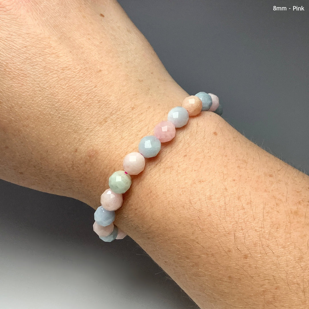 Morganite Faceted Beaded Bracelet