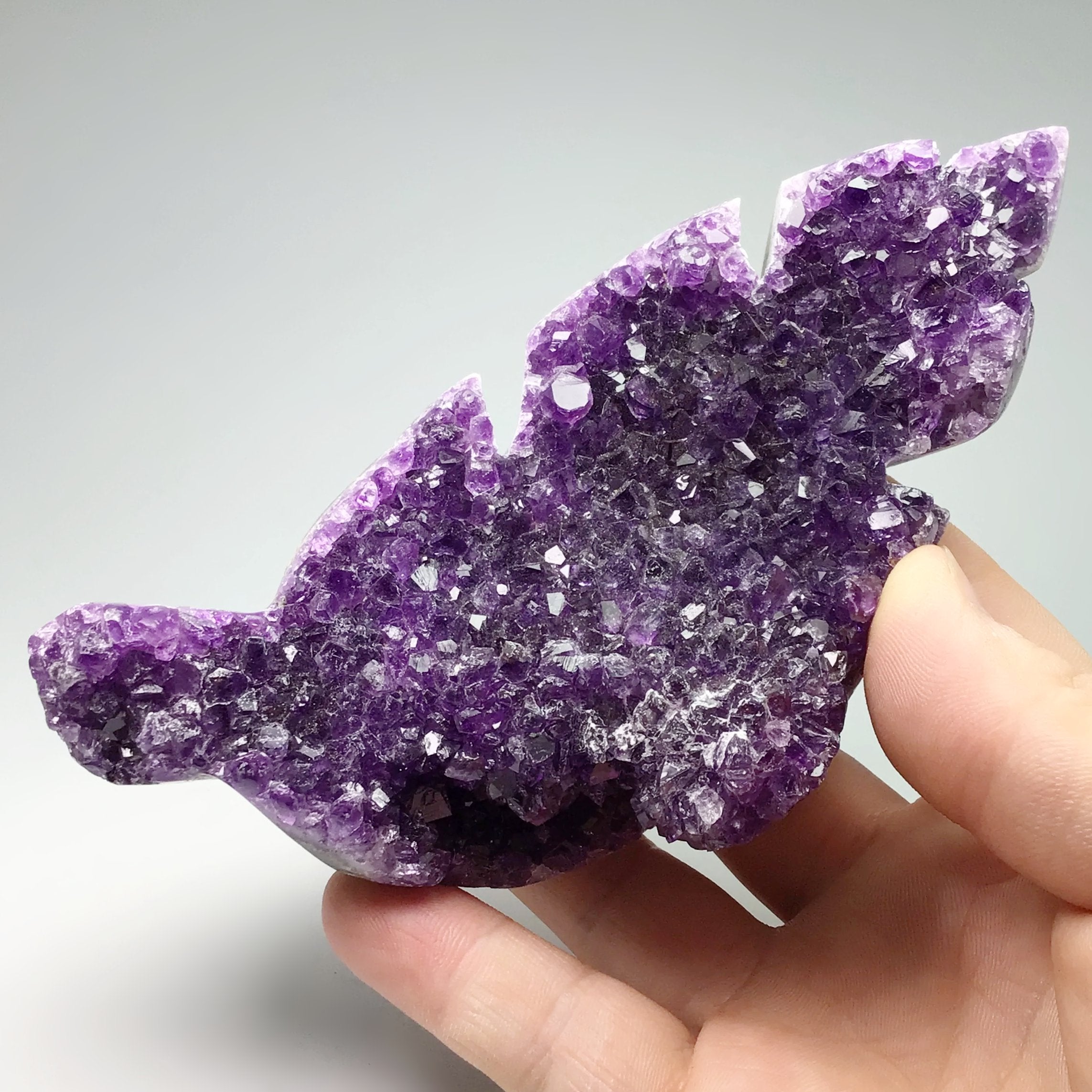 Amethyst Druze Cluster Leaf Carving