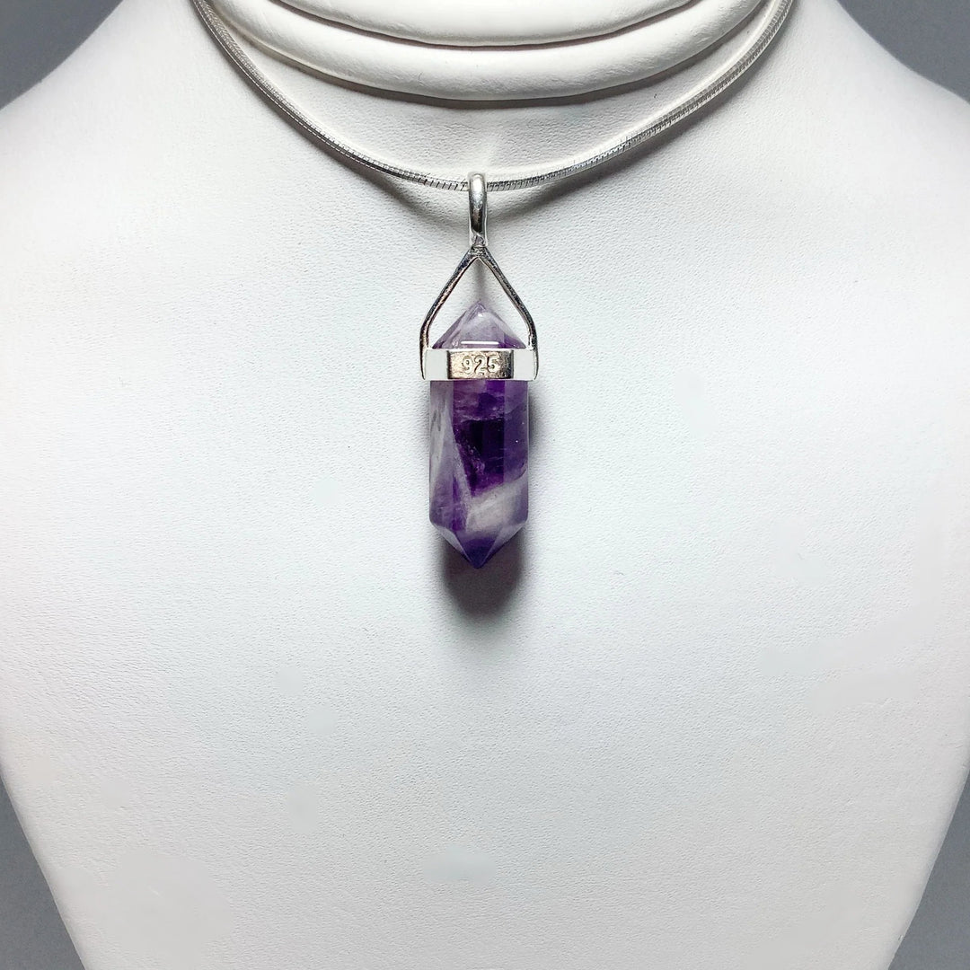 Chevron Amethyst Double Terminated Point Pendant