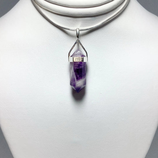 Chevron Amethyst Double Terminated Point Pendant