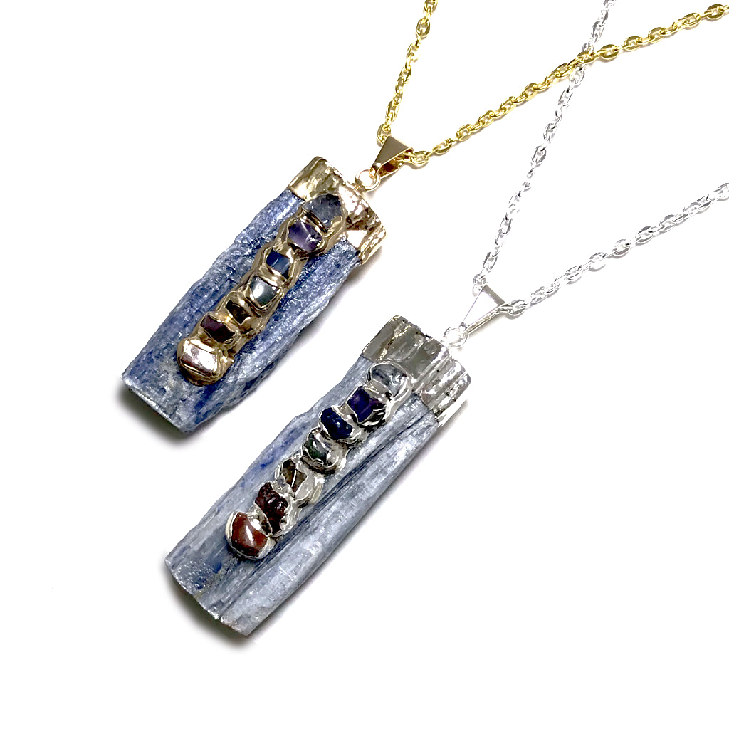 Kyanite with Chakra Gemstones Necklace