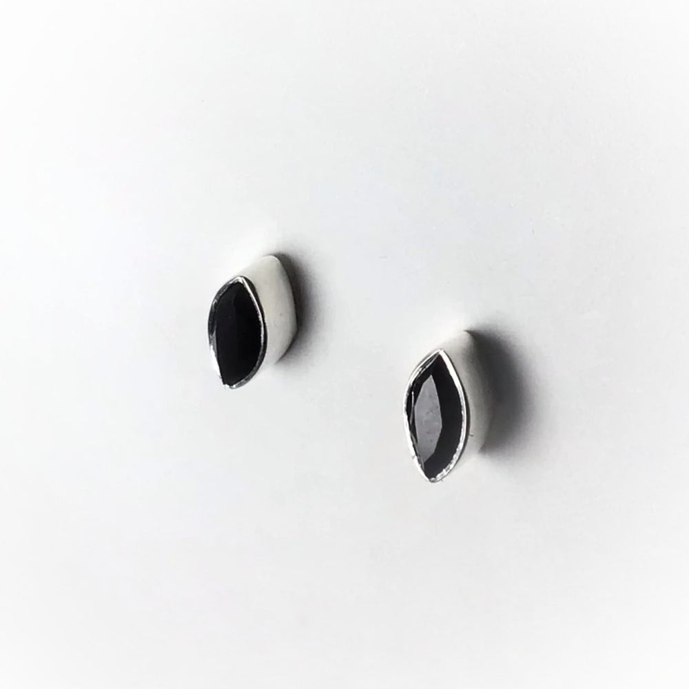 Faceted Black Onyx Stud Earrings