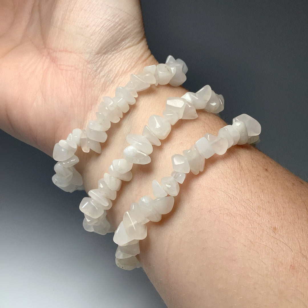 Milky Jade Chunky Chip Beaded Bracelet