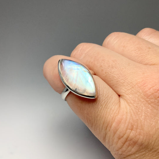 Rainbow Moonstone Ring - Size 8