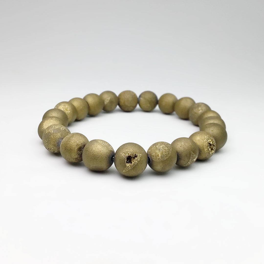 Druzy Matte Gold Beaded Bracelet