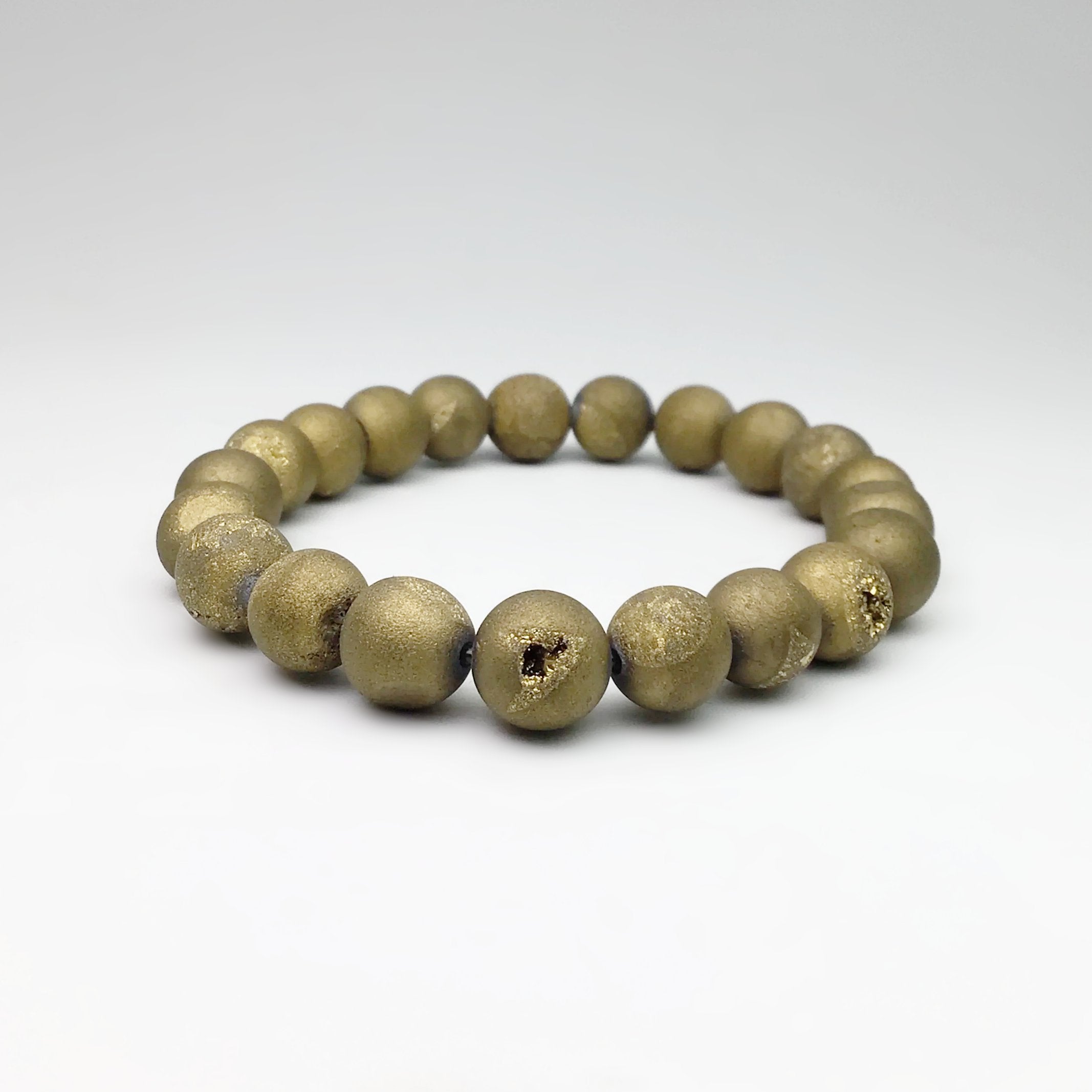 Druzy Matte Gold Beaded Bracelet