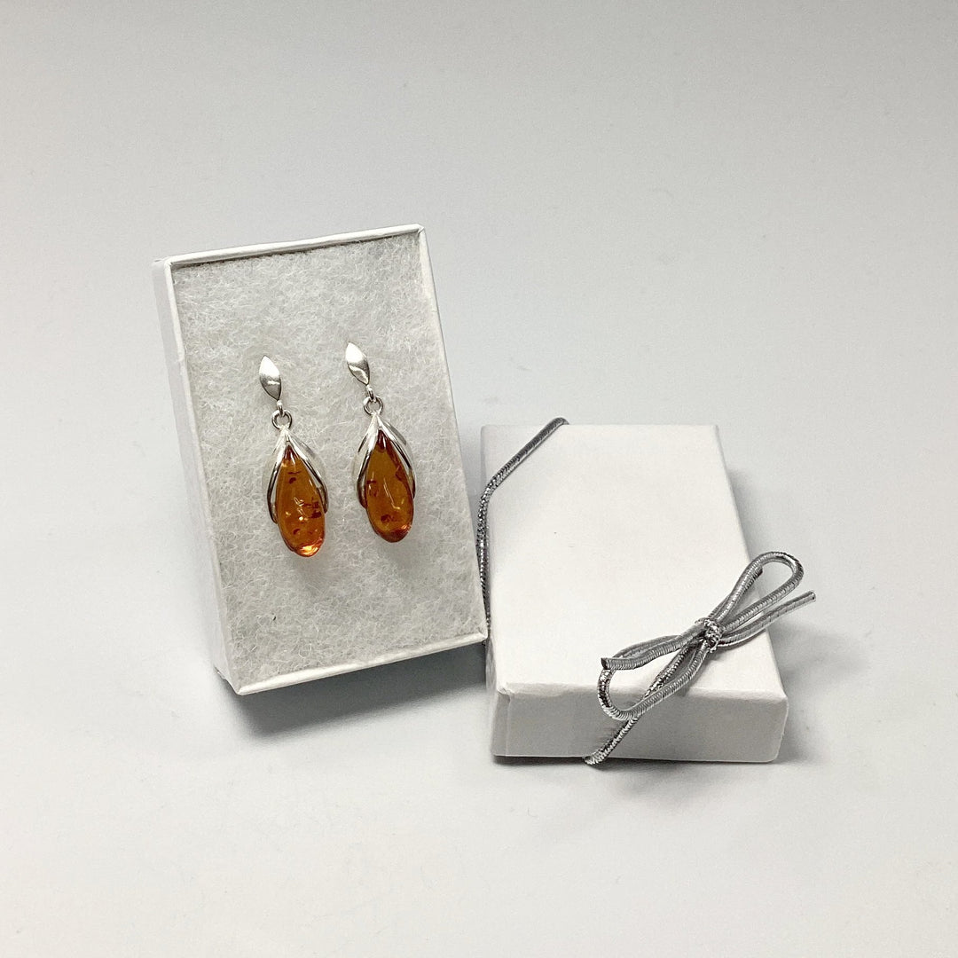 Cognac Amber Stud Earrings