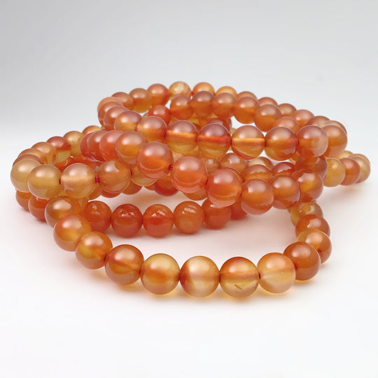 Light Carnelian Agate Beaded Bracelet - 8mm