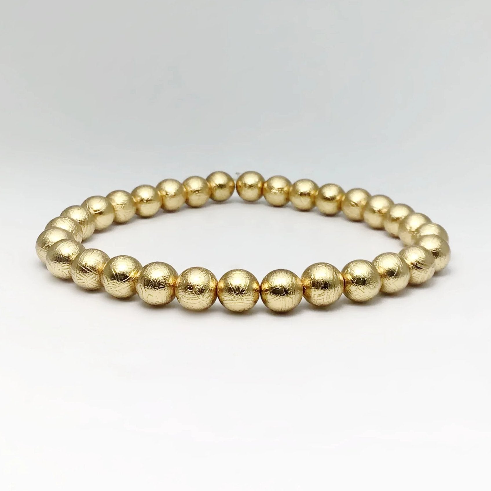 Muonionalusta Meteorite Beaded Bracelet with Gold Finish