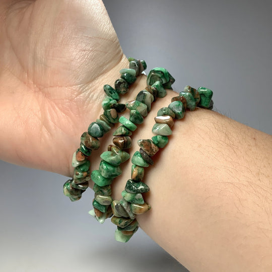 Green Crazy Lace Agate Chip Beaded Bracelet