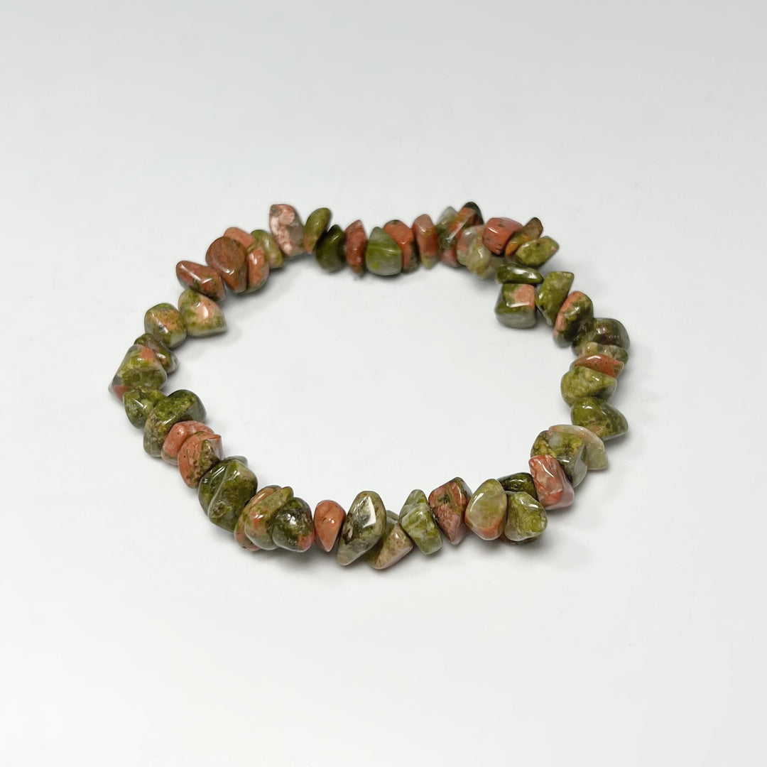 Unakite Chip Beaded Bracelet