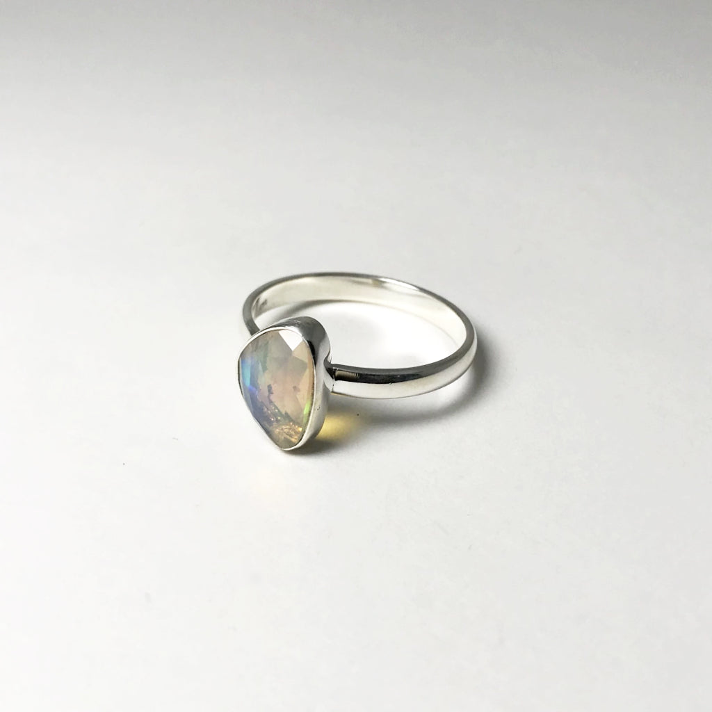 Faceted Ethiopian Fire Opal Ring