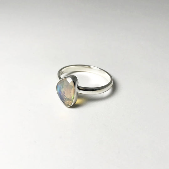 Faceted Ethiopian Fire Opal Ring