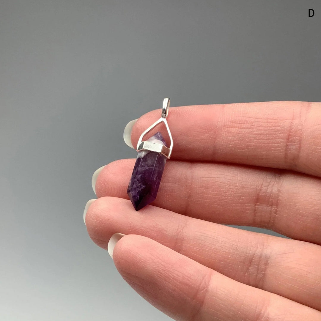 Chevron Amethyst Double Terminated Point Pendant