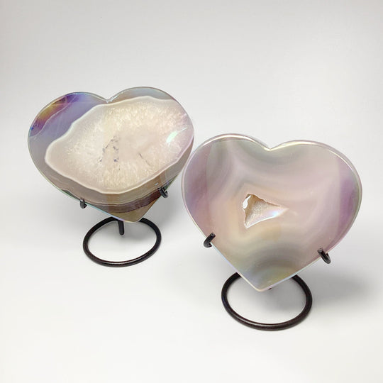 Rainbow Agate Heart on Stand at $85 Each