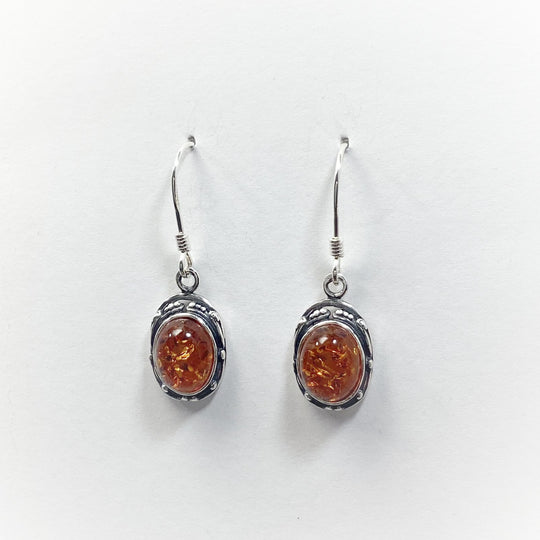 Cognac Amber Dangle Earrings