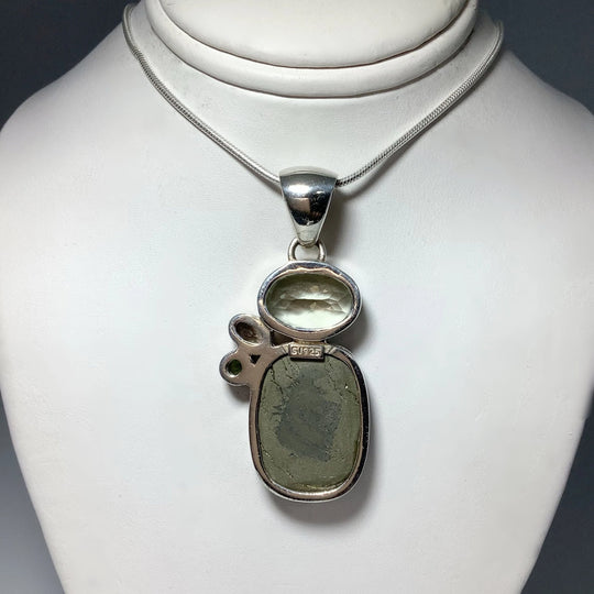 Iron Pyrite, Green Amethyst, Smoky Quartz and Peridot Pendant