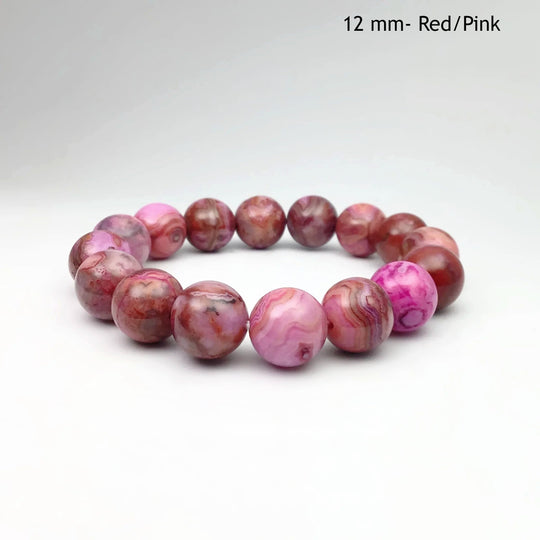 Pink Crazy Lace Agate Beaded Bracelet