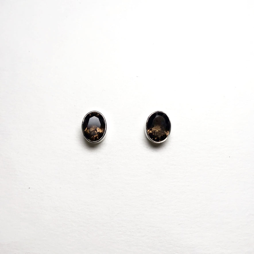 Smoky Quartz Stud Earrings