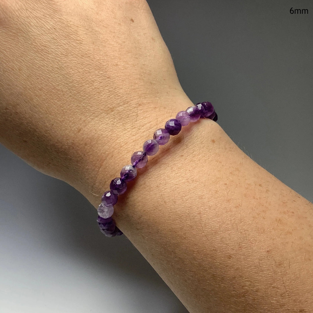 Chevron Amethyst Faceted Beaded Bracelet