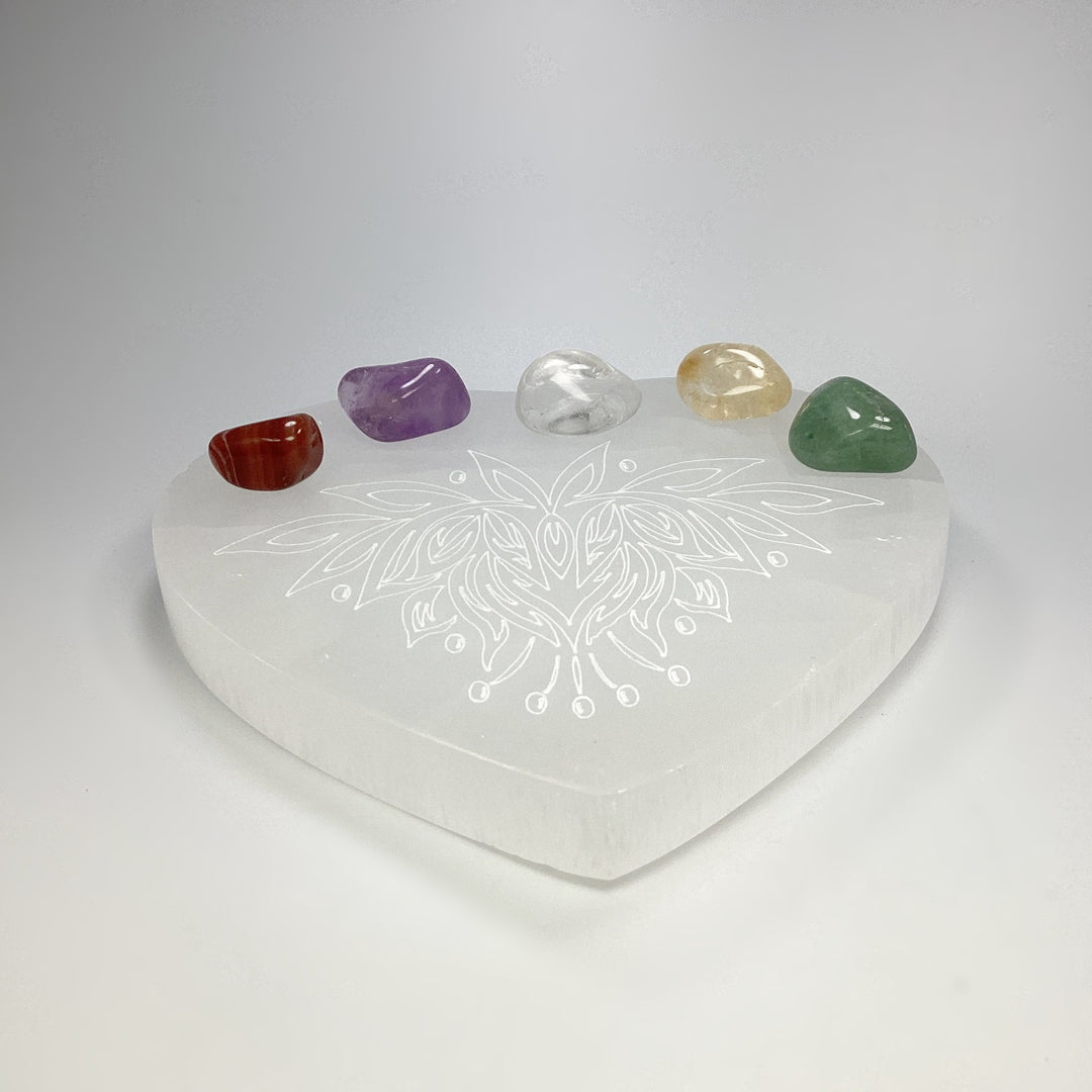 Selenite Lotus Heart Charging Plate