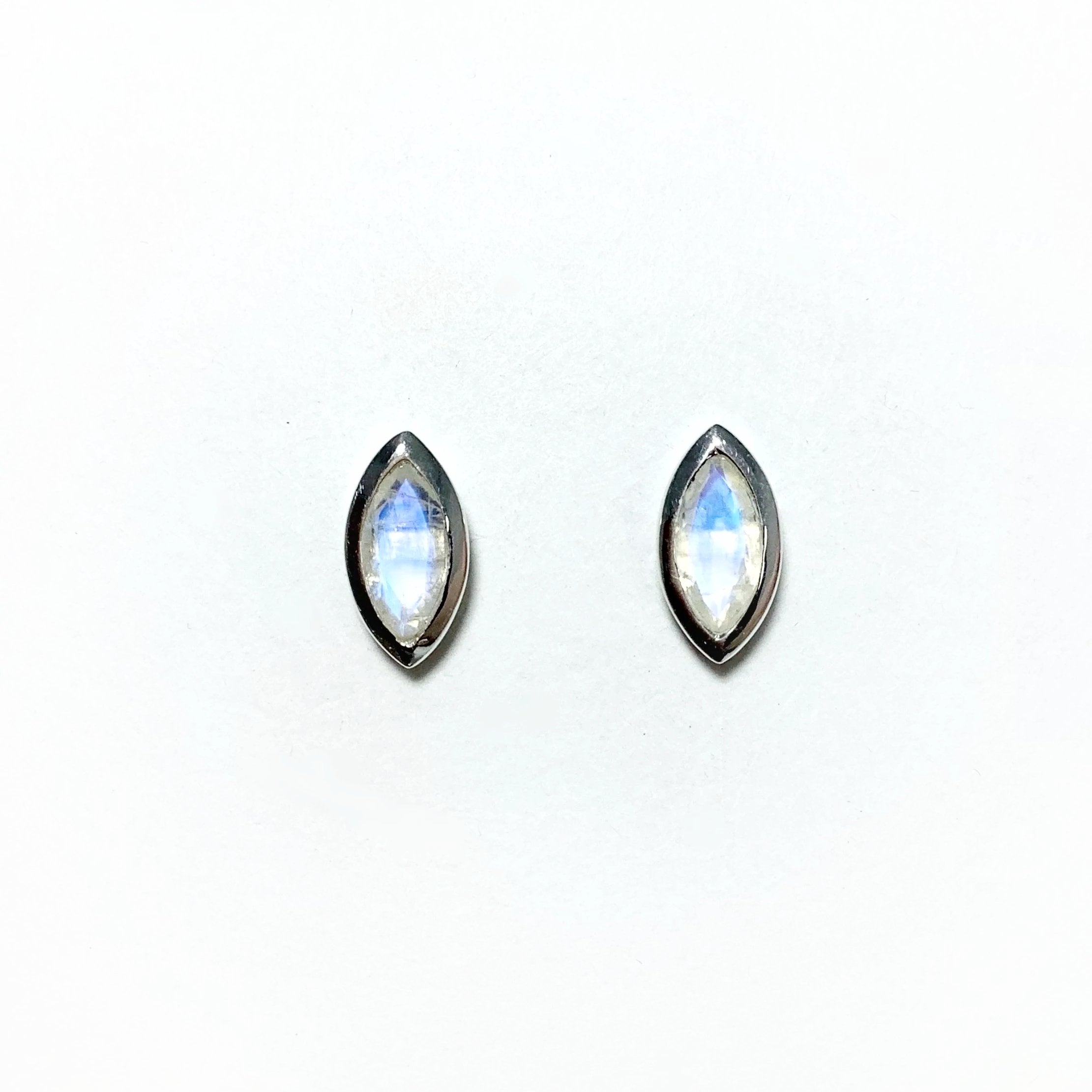 Faceted Rainbow Moonstone Stud Earrings