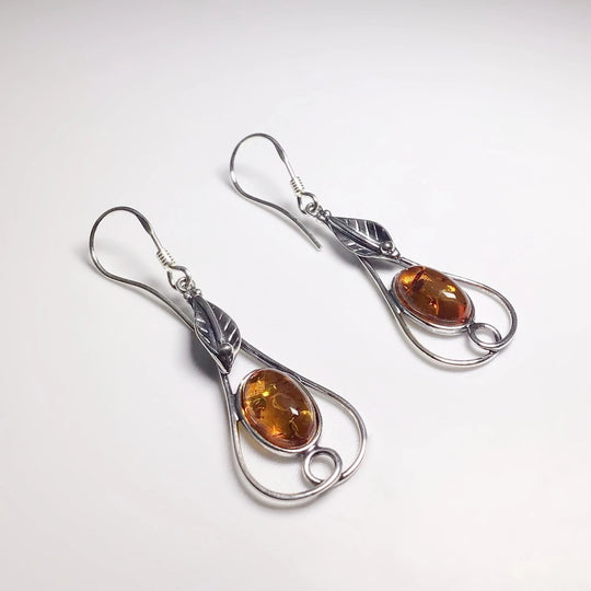 Cognac Amber Dangle Earrings