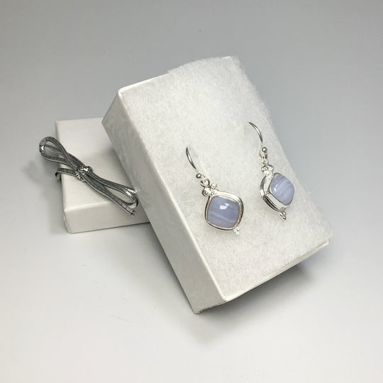 Blue Lace Agate Dangle Earrings