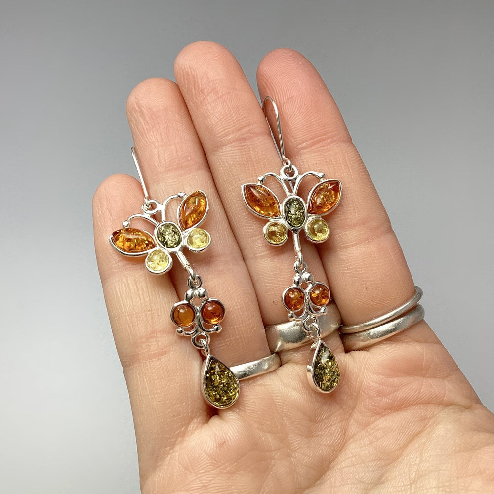 Mixed Amber Dangle Earrings