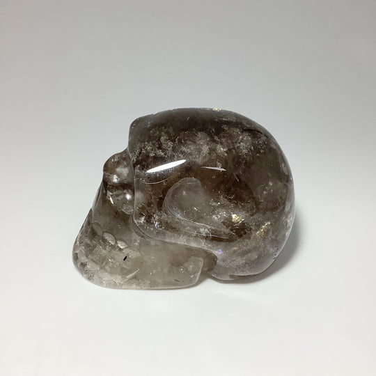 Carved Smoky Quartz Crystal Skull